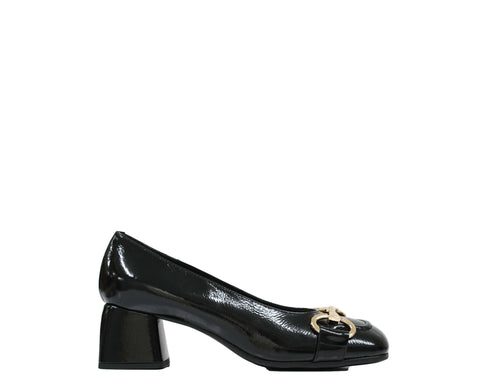 Stefano Stefani Women's Black Naplak Patent Leather Chain Shoe 8761