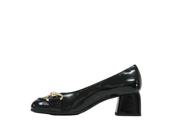 Stefano Stefani Women's Black Naplak Patent Leather Chain Shoe 8761