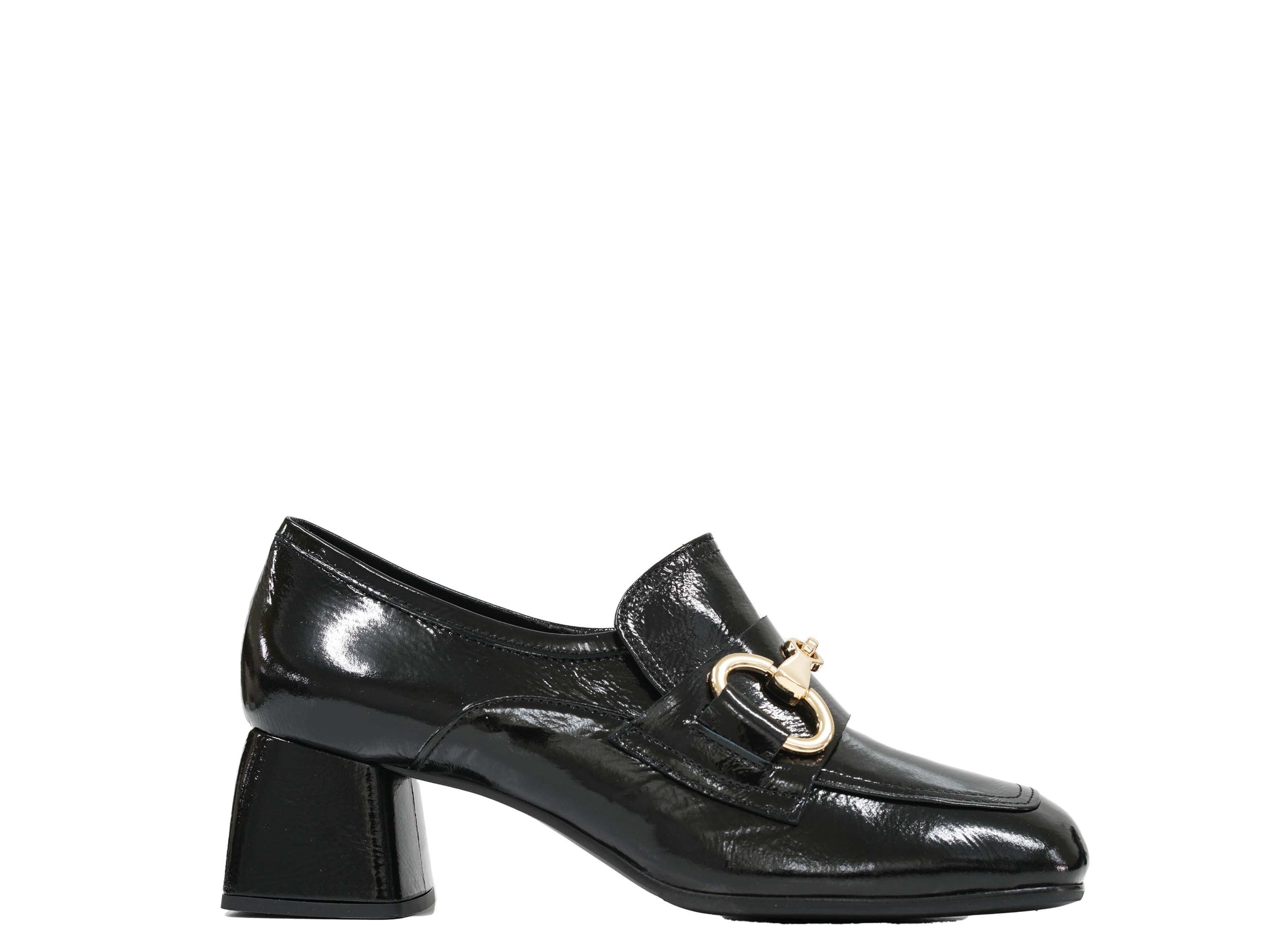 Stefano Stefani Women's Black Naplak Patent Leather Chain Shoe 8763