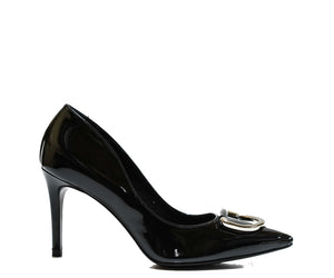 Stefano Stefani Women's Patent Black & Silver Shoe 7607.