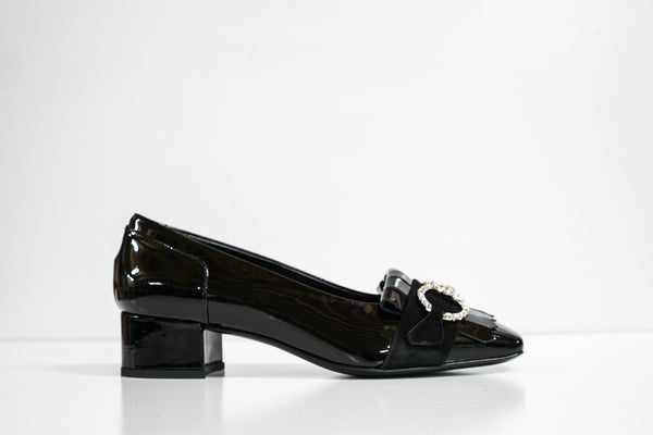 Stefano Stefani Women's Black Patent Jewel Shoe 7111