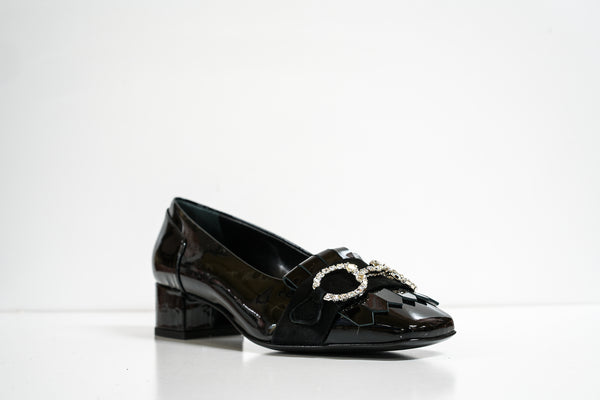 Stefano Stefani Women's Black Patent Jewel Shoe 7111