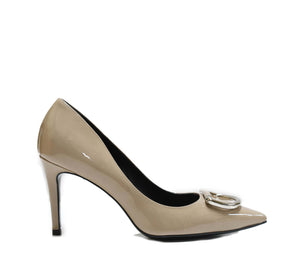 Stefano Stefani Women's Patent Taupe & Silver Shoe 7607 - 41 EU Last Size