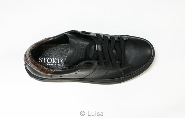 Stokton Women's Black Leather Sneaker 350-D