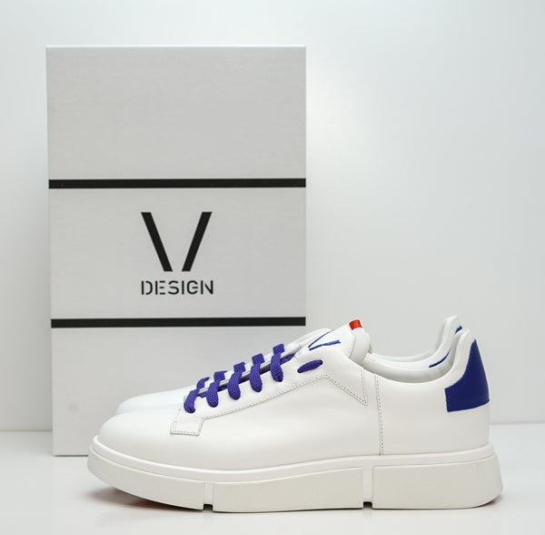 V Design Men’s White & Purple/Blue Leather Sneaker Active Man SMA06