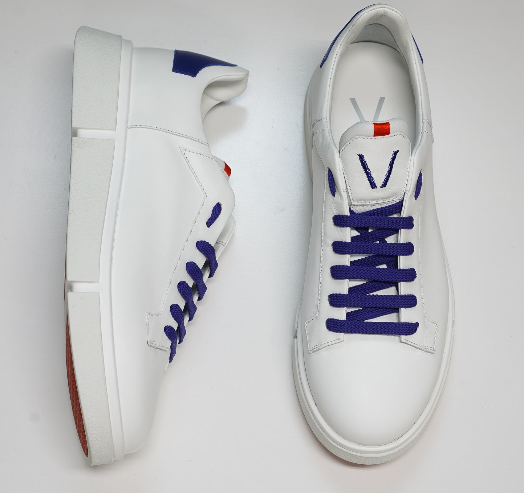 V Design Men’s White & Purple/Blue Leather Sneaker Active Man SMA06