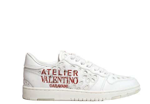 Valentino Garavani Women's White Leather Embroidery Pattern Sneaker 2S0CQ6.