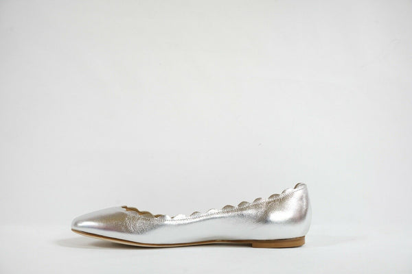 Fabio Rusconi Women's Metallic Silver Leather Ballerina Flats S1795