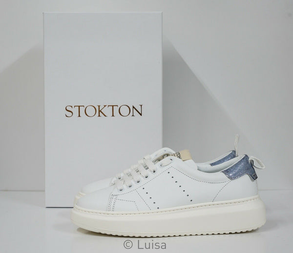 Stokton White & Blue Leather Sneaker Bubka - 41 EU Last Size