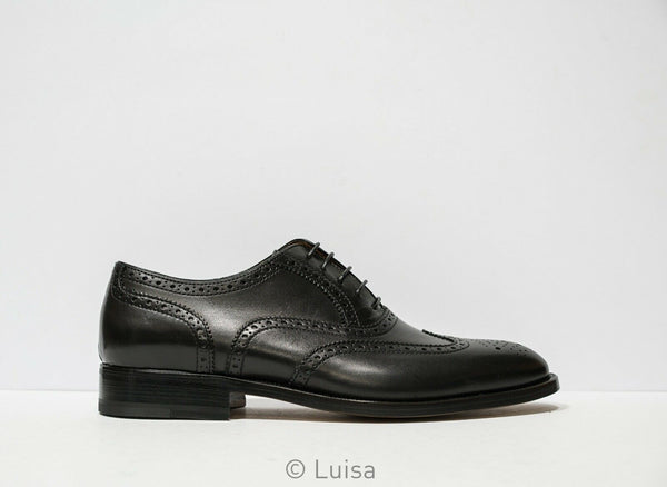 Moreschi Men's Black Detail Leather Lace Up 037096