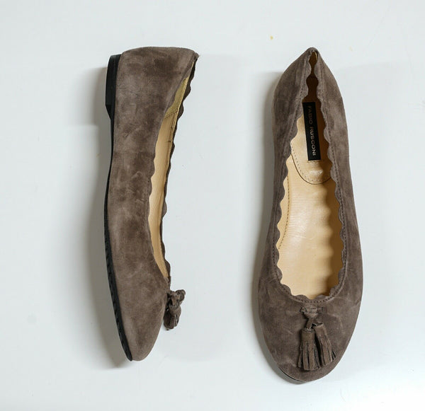 Fabio Rusconi Women's Suede Taupe Tassle Flat Shoe F 3771