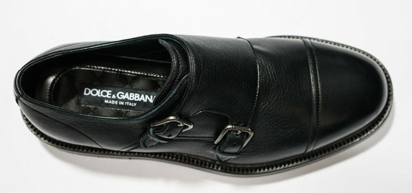 Dolce & Gabbana Men's Black 2 Buckle Shoe A10223 Last Size 40.5EU