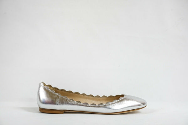 Fabio Rusconi Women's Metallic Silver Leather Ballerina Flats S1795