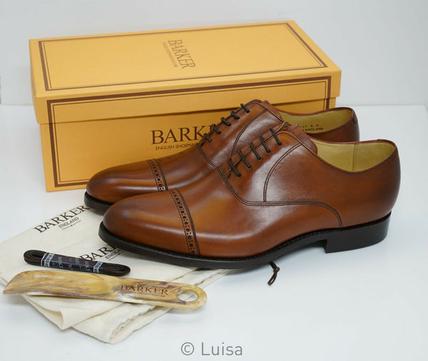Barker Men's Leather Rosewood Lace Up Shoe Burford 399127 - 6 UK Last Size