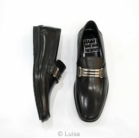 Roberto Serpentini Men's Black Leather Loafer 23723