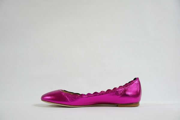 Fabio Rusconi Women's Metallic Fuchsia Leather Ballerina Flats S1795