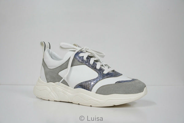 Stokton White & Grey Leather Sneaker 33-D