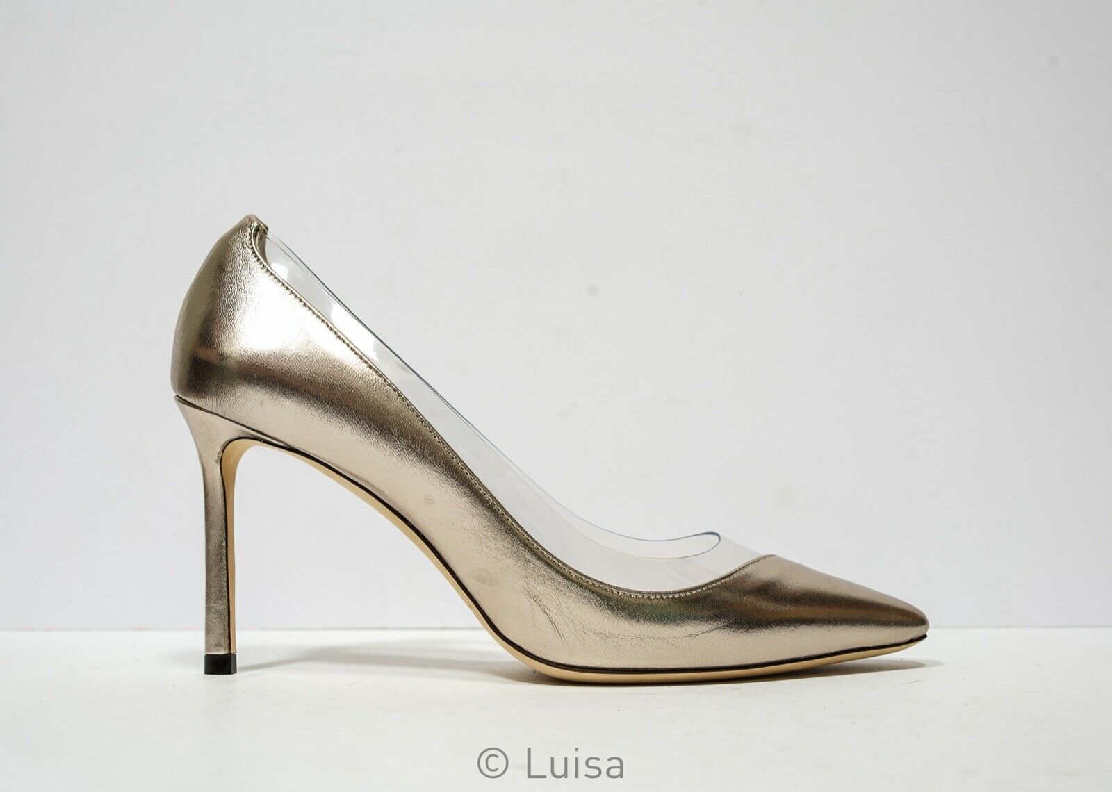 JIMMY CHOO ROMY 85 プラチナ ハイヒール Platinum Ice ダスティグリッター・ポインテッド トゥ パンプス