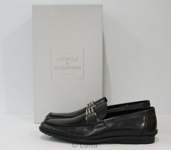 Roberto Serpentini Men's Black Leather Loafer 23723