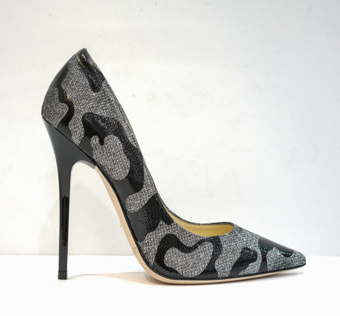 Jimmy Choo Women's Black Glitter Shoe ANOUK - 35.5 Last Size
