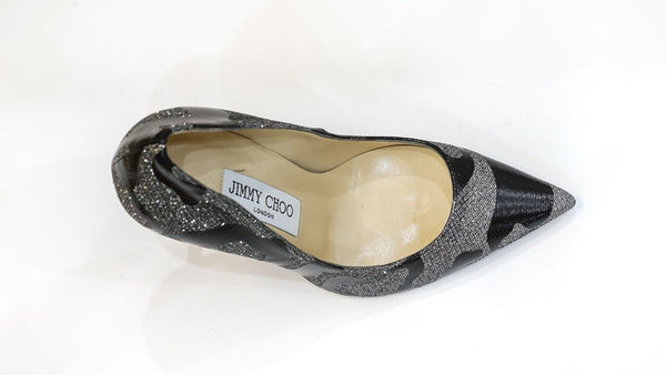 Jimmy Choo Women's Black Glitter Shoe ANOUK - 35.5 Last Size