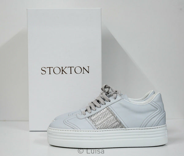 Stokton Women's Blue Glass Leather Sneaker 532-D - 41 EU Last Size